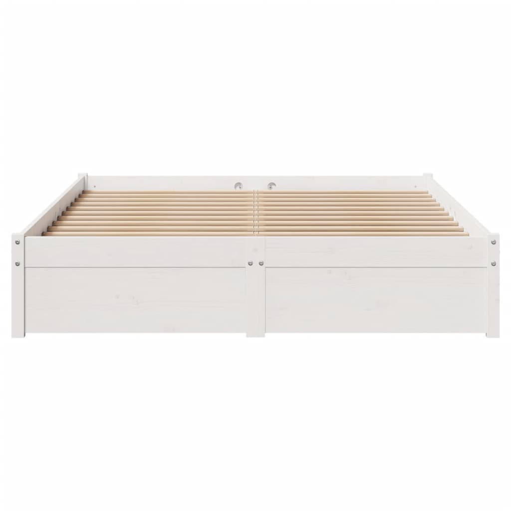 Bed Frame without Mattress White 135x190 cm Double Solid Wood Pine