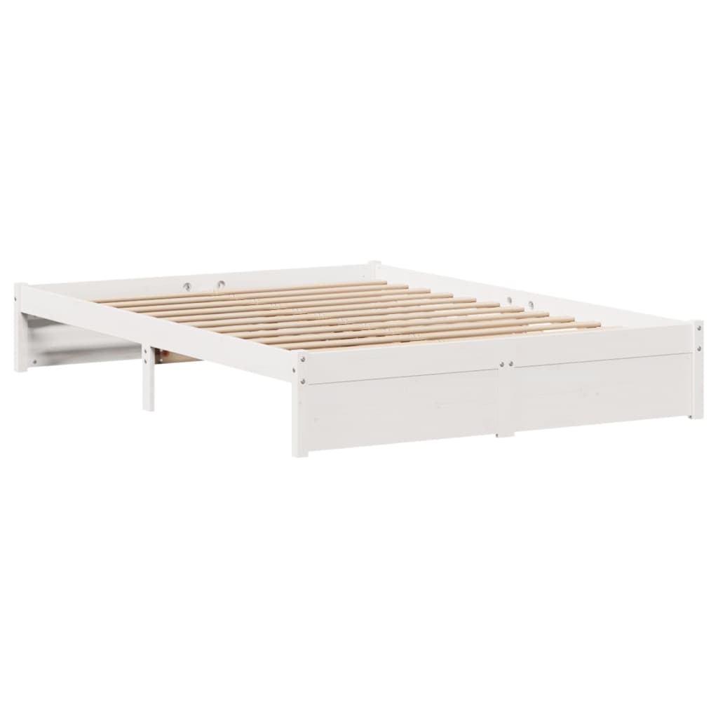 Bed Frame without Mattress White 135x190 cm Double Solid Wood Pine