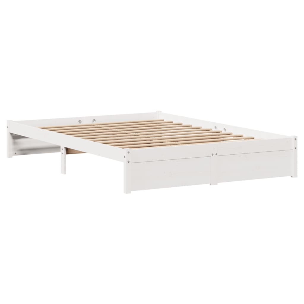 Bed Frame without Mattress White 135x190 cm Double Solid Wood Pine