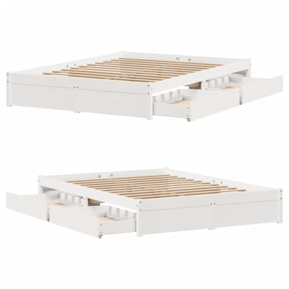 Bed Frame without Mattress White 135x190 cm Double Solid Wood Pine