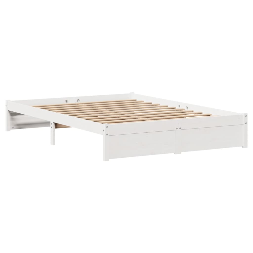 Bed Frame without Mattress White 140x190 cm Solid Wood Pine