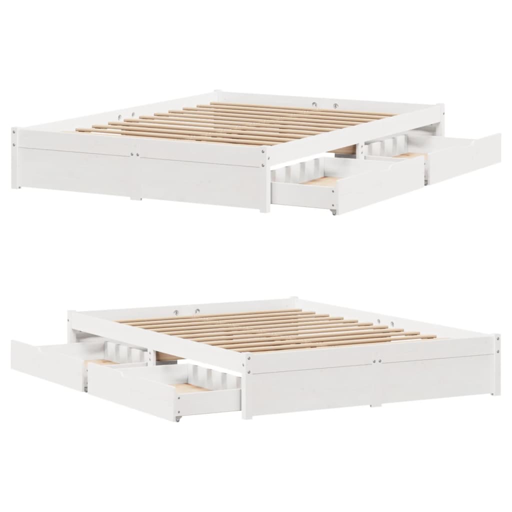 Bed Frame without Mattress White 140x190 cm Solid Wood Pine