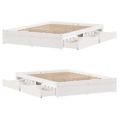 Bed Frame without Mattress White 140x190 cm Solid Wood Pine