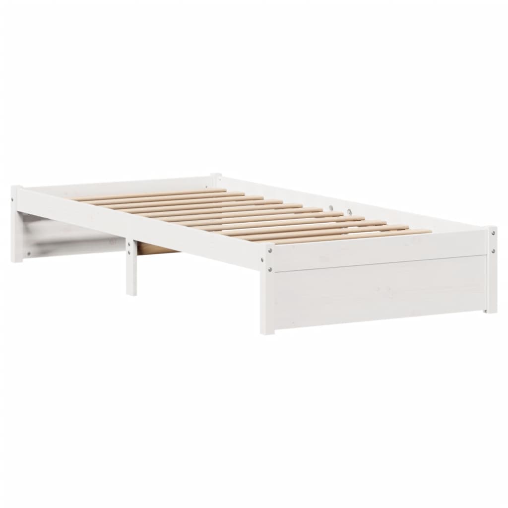 Bed Frame without Mattress White 100x200 cm Solid Wood Pine