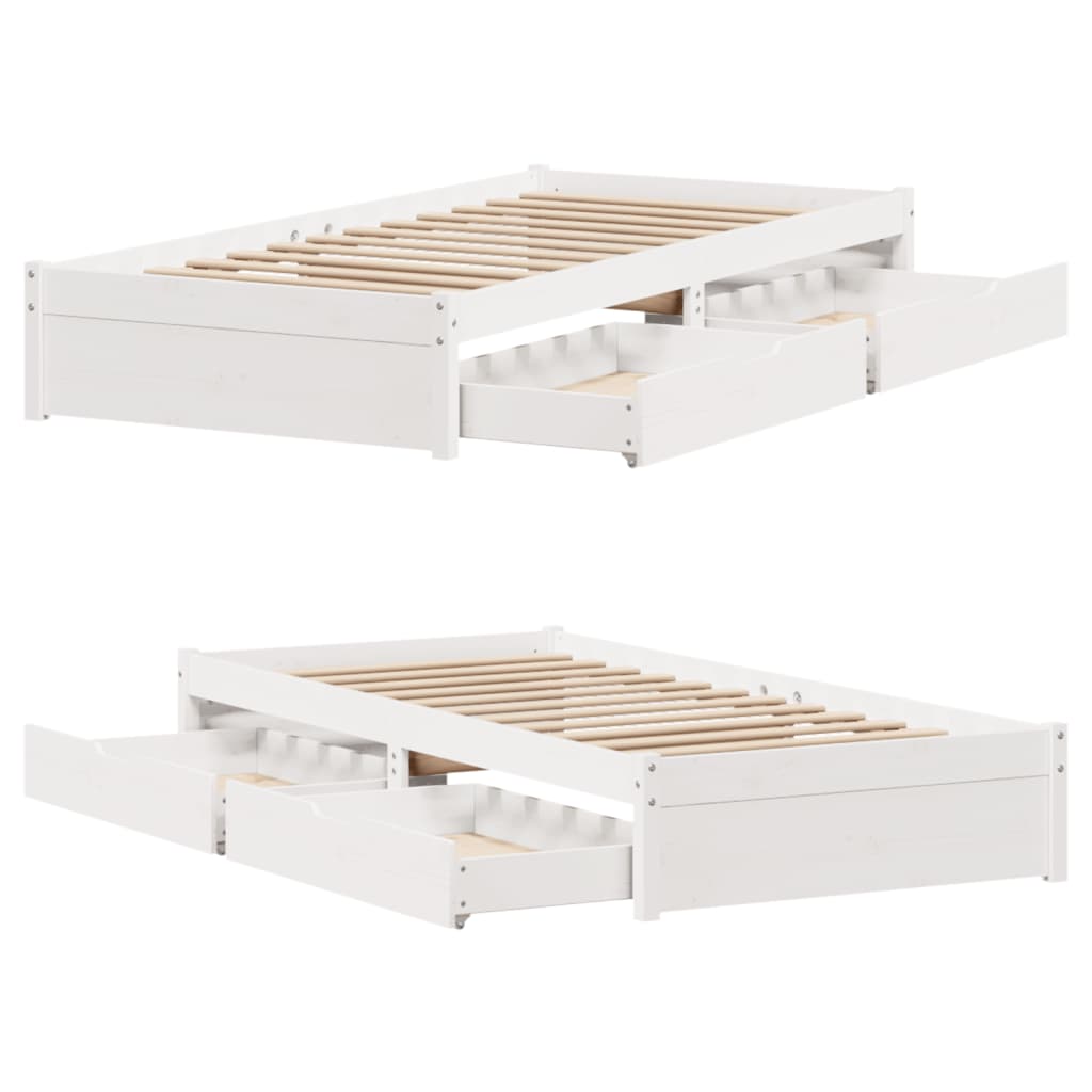 Bed Frame without Mattress White 100x200 cm Solid Wood Pine