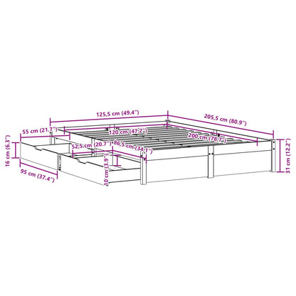 Bed Frame without Mattress 120x200 cm Solid Wood Pine