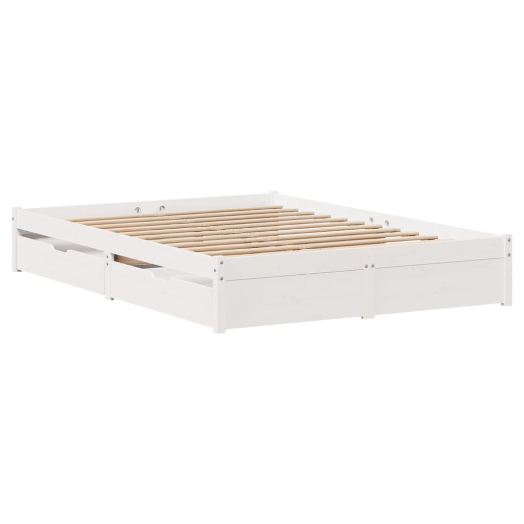 Bed Frame without Mattress White 120x200 cm Solid Wood Pine