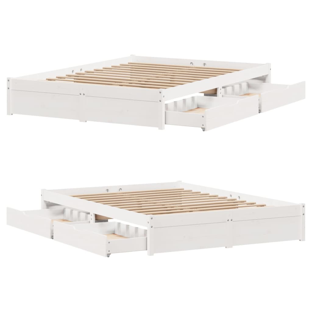 Bed Frame without Mattress White 120x200 cm Solid Wood Pine