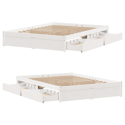 Bed Frame without Mattress White 120x200 cm Solid Wood Pine