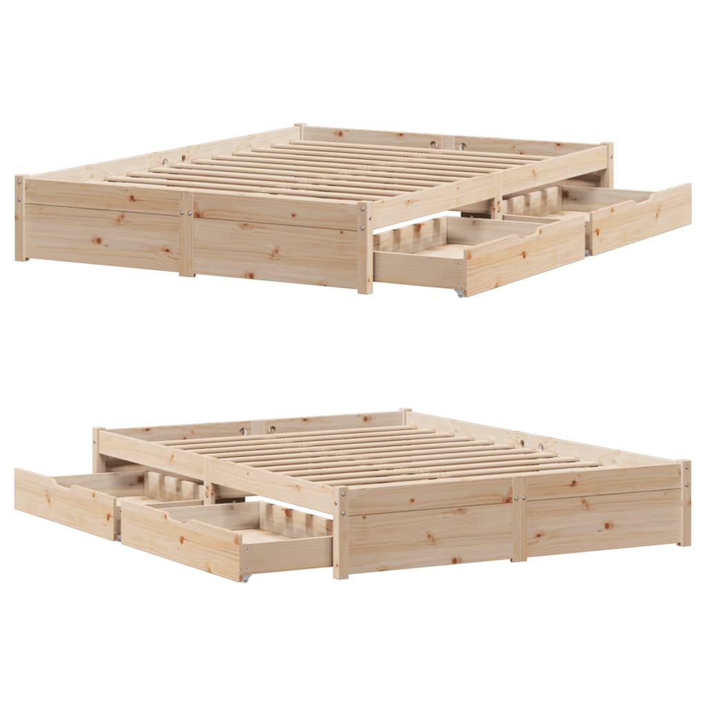 Bed Frame without Mattress 140x200 cm Solid Wood Pine