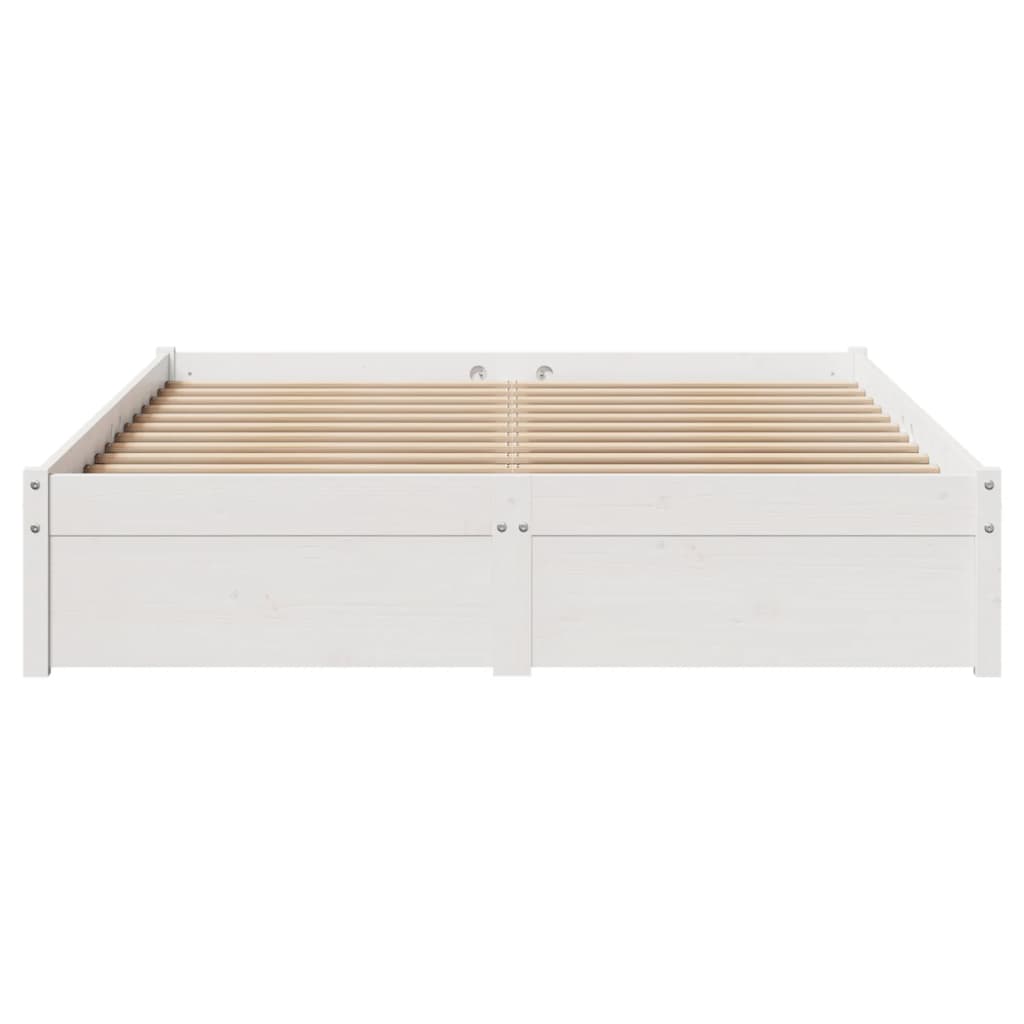 Bed Frame without Mattress White 150x200 cm King Size Solid Wood Pine