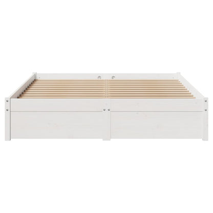 Bed Frame without Mattress White 150x200 cm King Size Solid Wood Pine