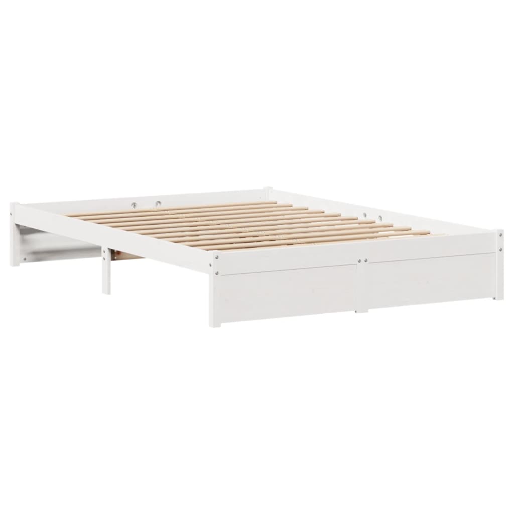 Bed Frame without Mattress White 150x200 cm King Size Solid Wood Pine