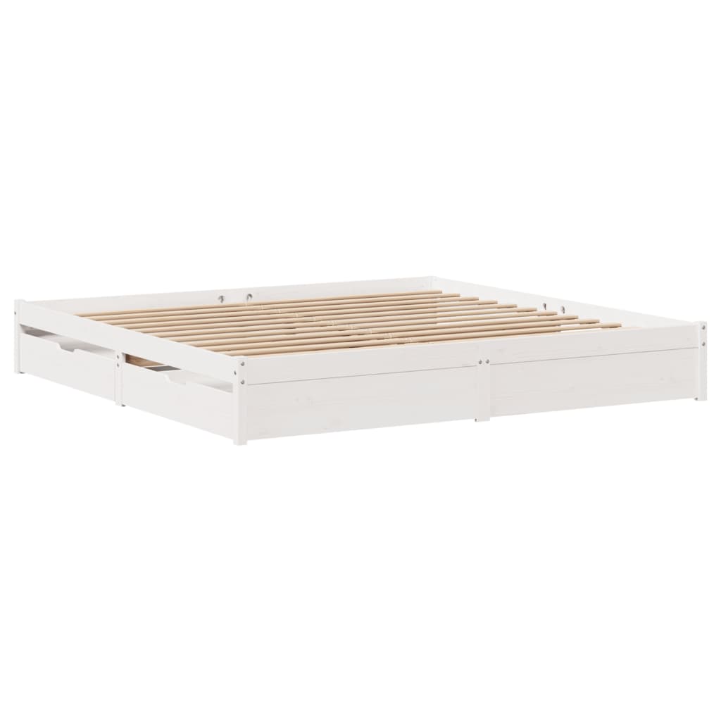 Bed Frame without Mattress White 180x200 cm Super King Solid Wood Pine