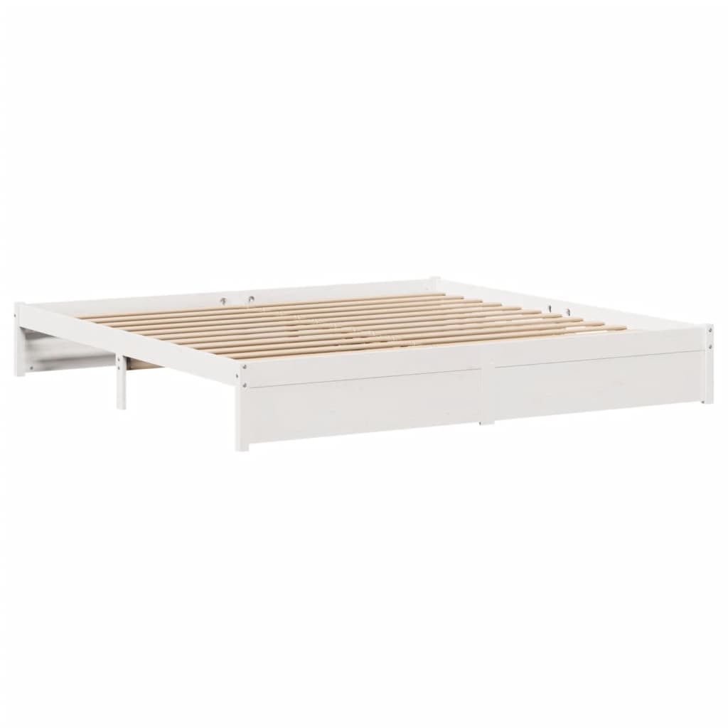 Bed Frame without Mattress White 180x200 cm Super King Solid Wood Pine