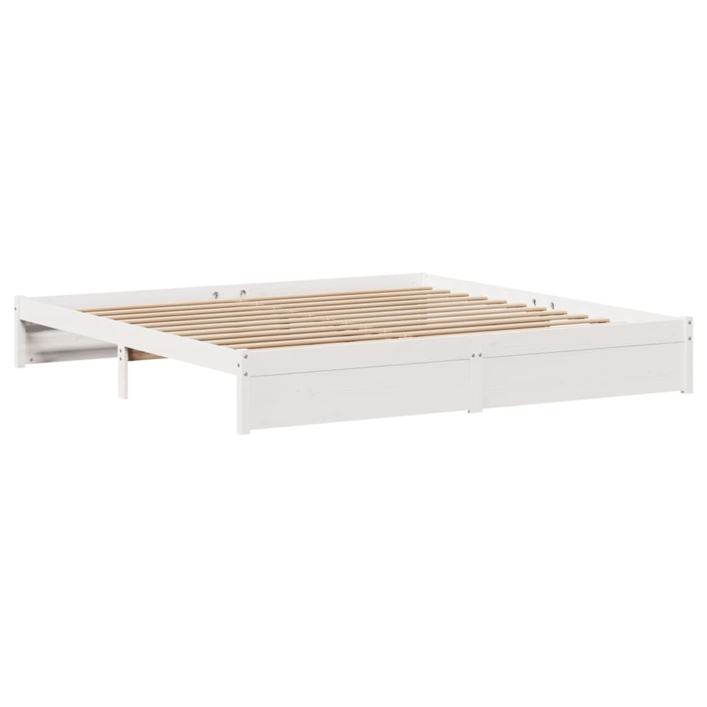 Bed Frame without Mattress White 180x200 cm Super King Solid Wood Pine