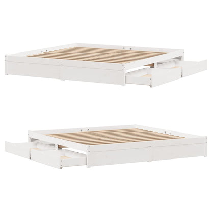 Bed Frame without Mattress White 180x200 cm Super King Solid Wood Pine