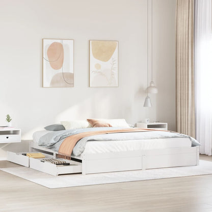 Bed Frame without Mattress White 180x200 cm Super King Solid Wood Pine