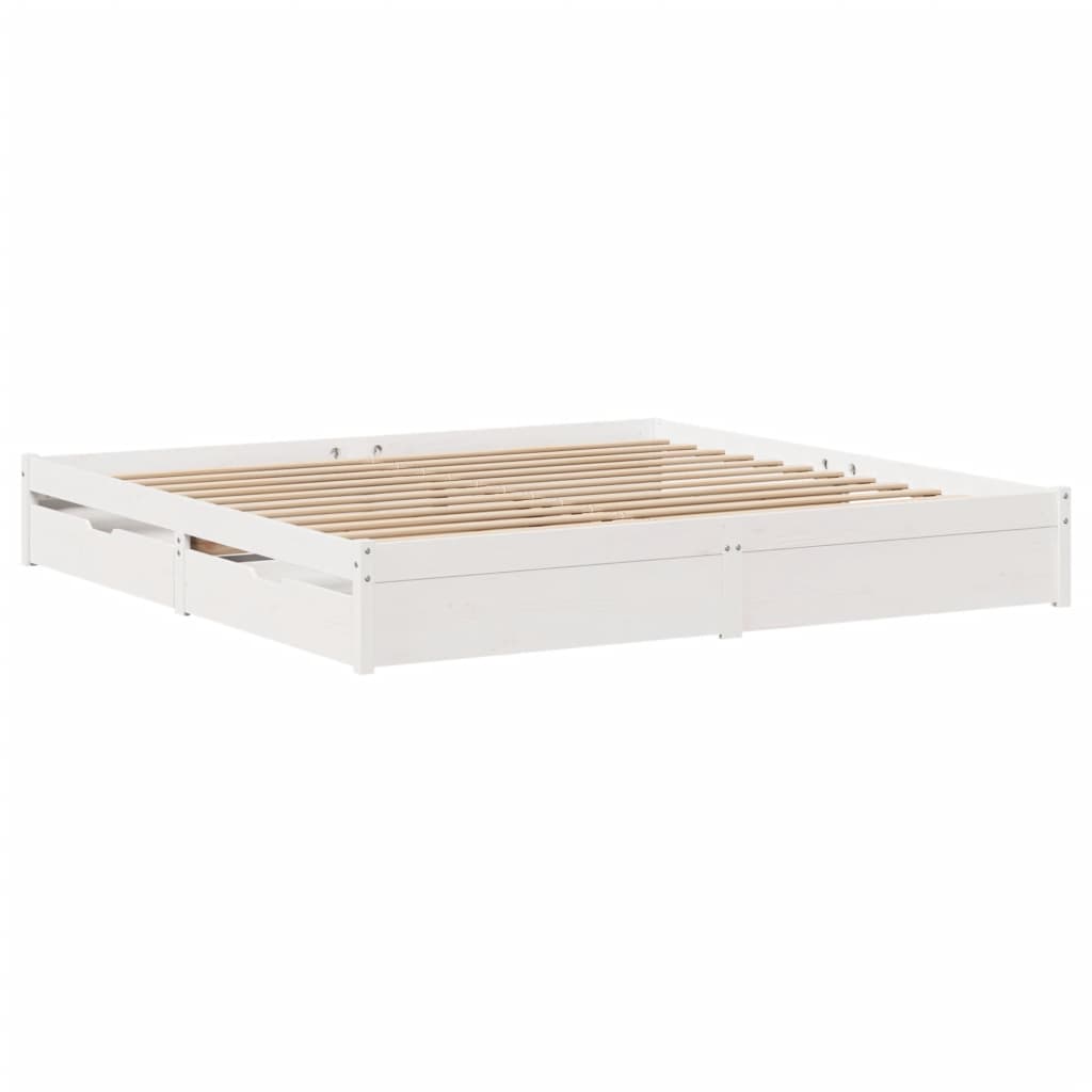 Bed Frame without Mattress White 200x200 cm Solid Wood Pine