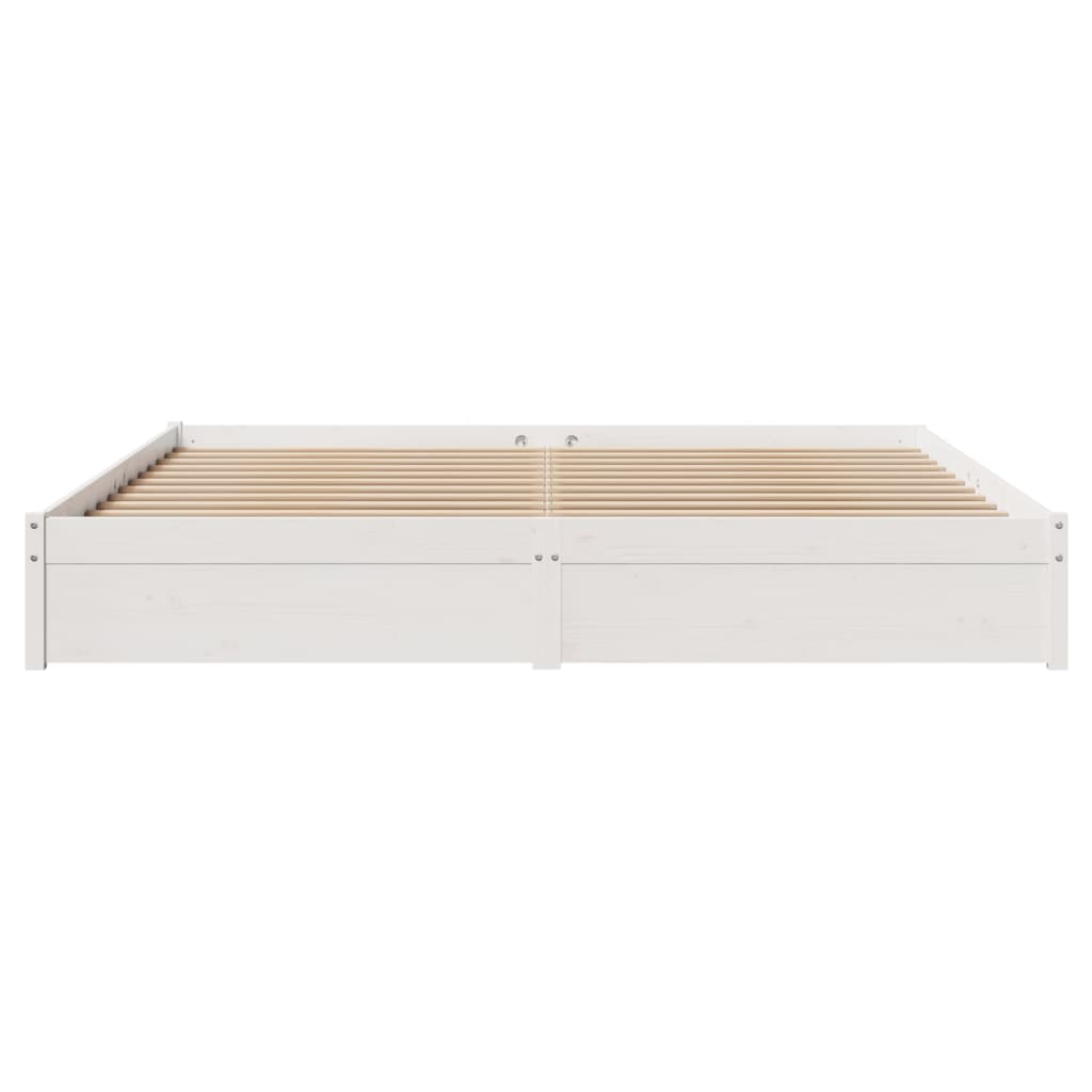 Bed Frame without Mattress White 200x200 cm Solid Wood Pine