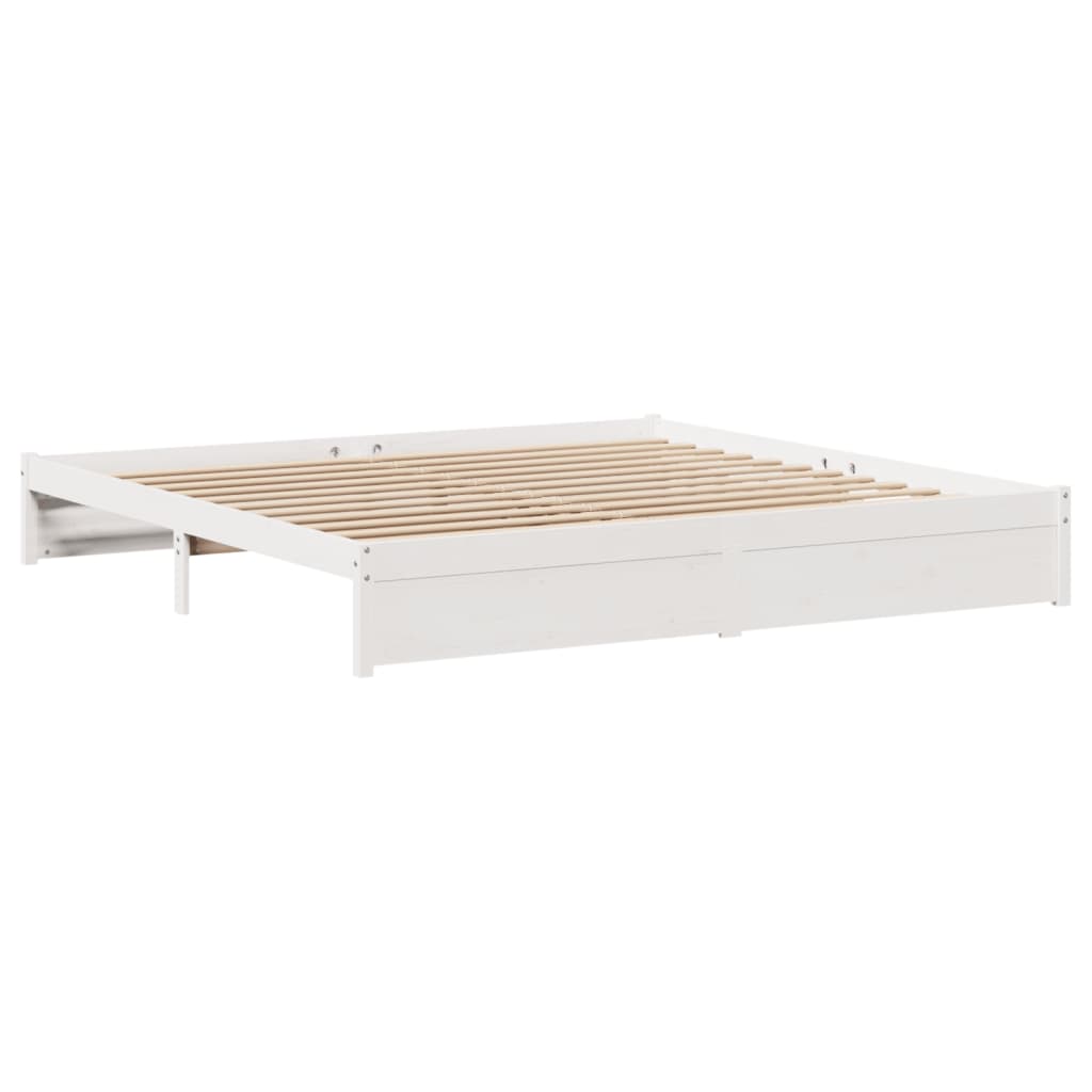 Bed Frame without Mattress White 200x200 cm Solid Wood Pine