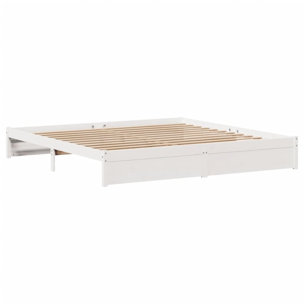 Bed Frame without Mattress White 200x200 cm Solid Wood Pine