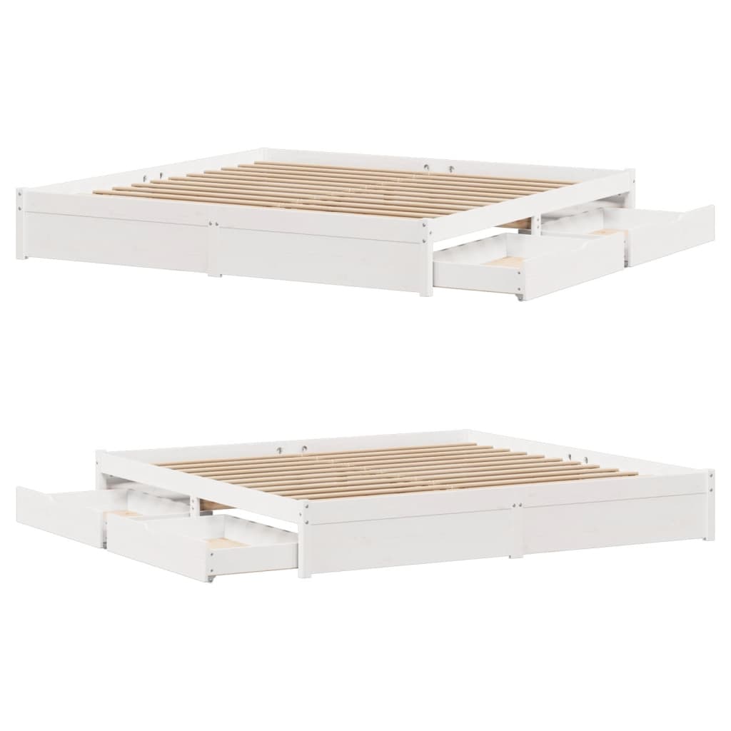 Bed Frame without Mattress White 200x200 cm Solid Wood Pine