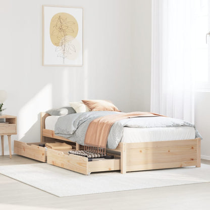 Bed Frame without Mattress 75x190 cm Small Single Solid Wood Pine