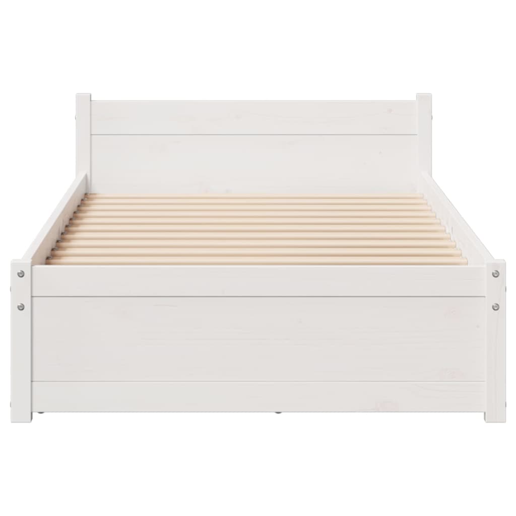 Bed Frame without Mattress White 75x190 cm Small Single Solid Wood Pine