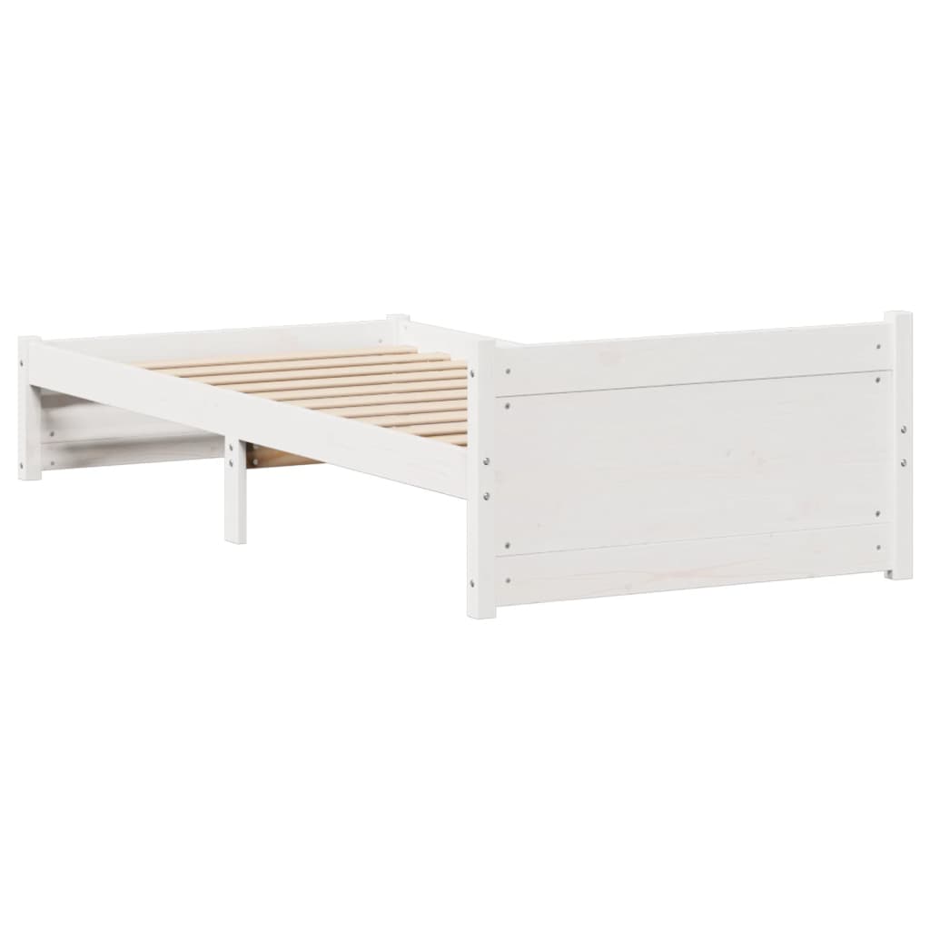 Bed Frame without Mattress White 75x190 cm Small Single Solid Wood Pine