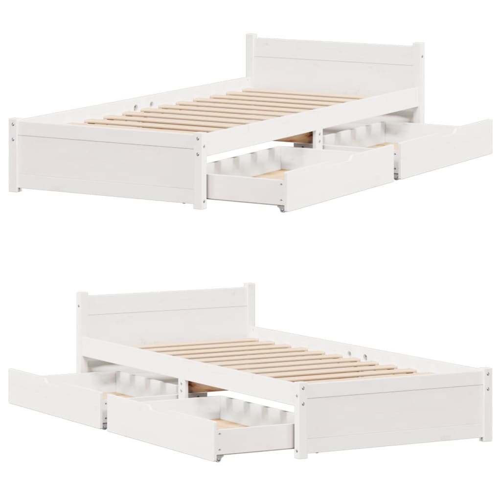 Bed Frame without Mattress White 75x190 cm Small Single Solid Wood Pine