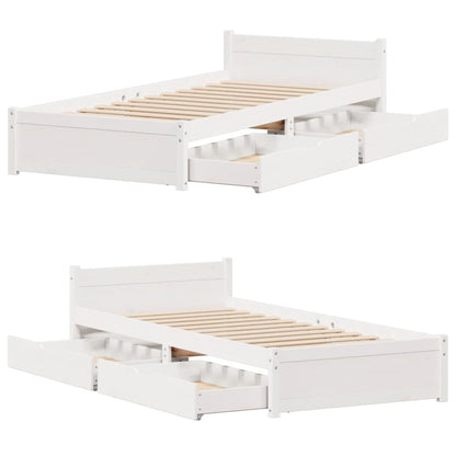 Bed Frame without Mattress White 75x190 cm Small Single Solid Wood Pine