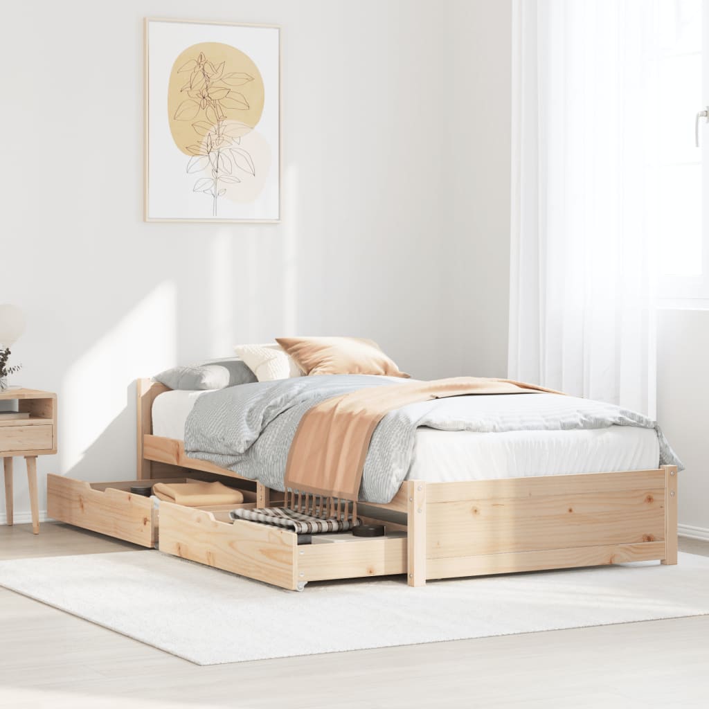 Bed Frame without Mattress 90x190 cm Single Solid Wood Pine