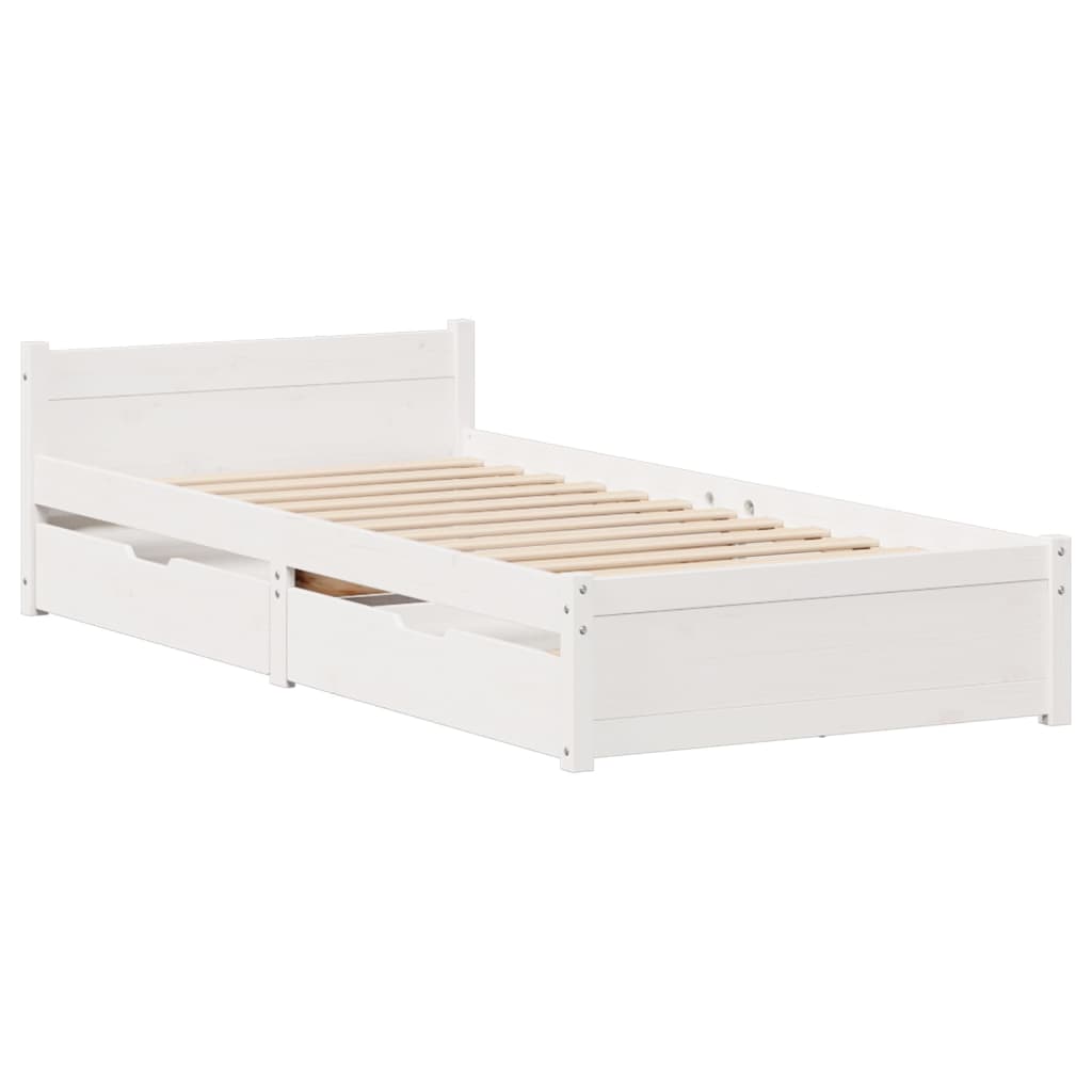 Bed Frame without Mattress White 90x190 cm Single Solid Wood Pine