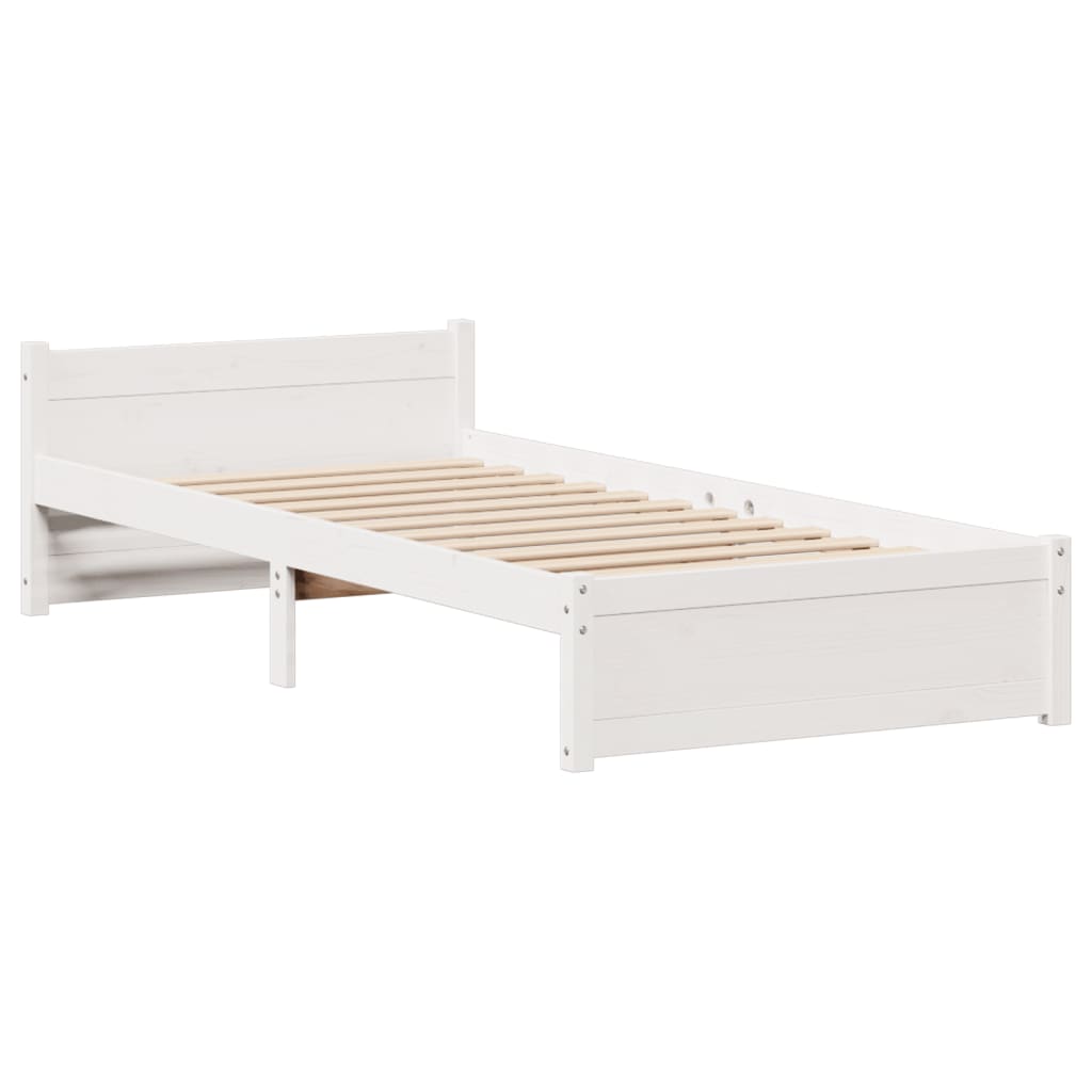 Bed Frame without Mattress White 90x190 cm Single Solid Wood Pine