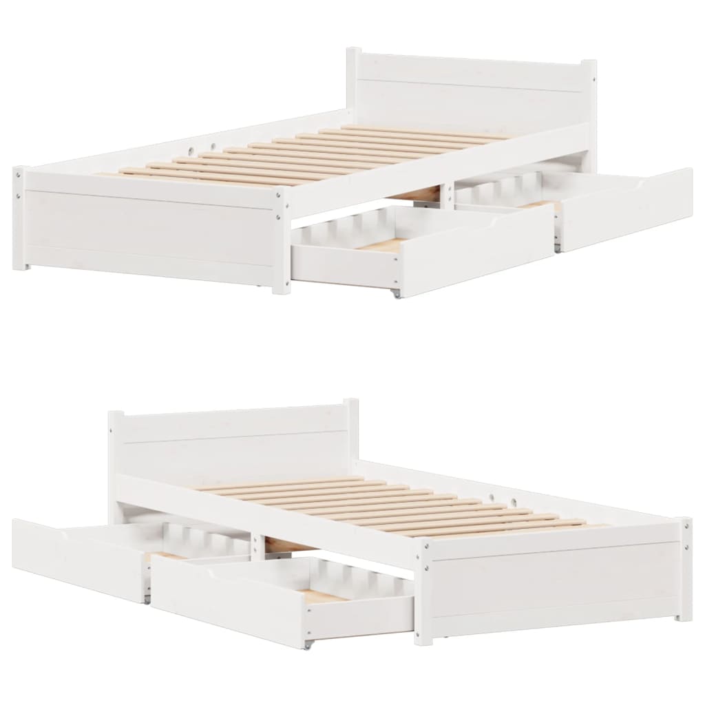 Bed Frame without Mattress White 90x190 cm Single Solid Wood Pine