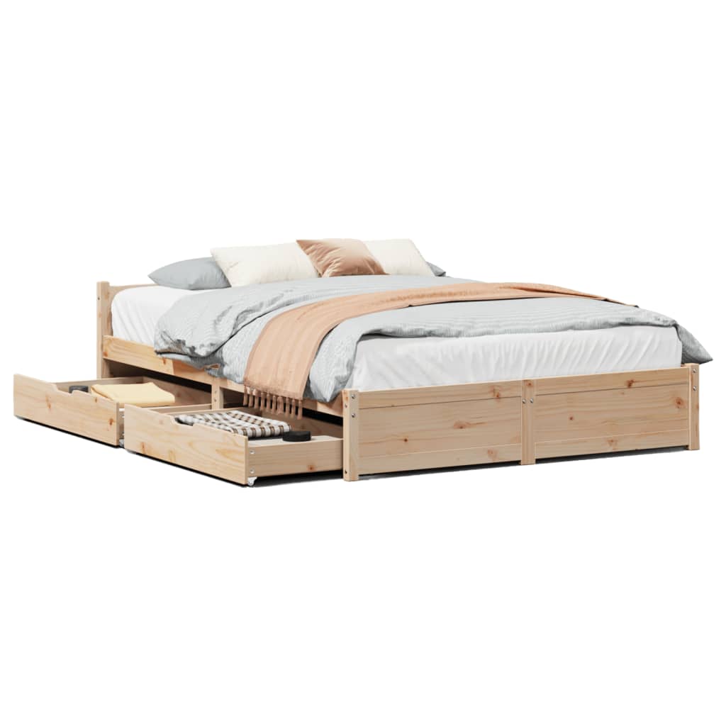 Bed Frame without Mattress 135x190 cm Double Solid Wood Pine