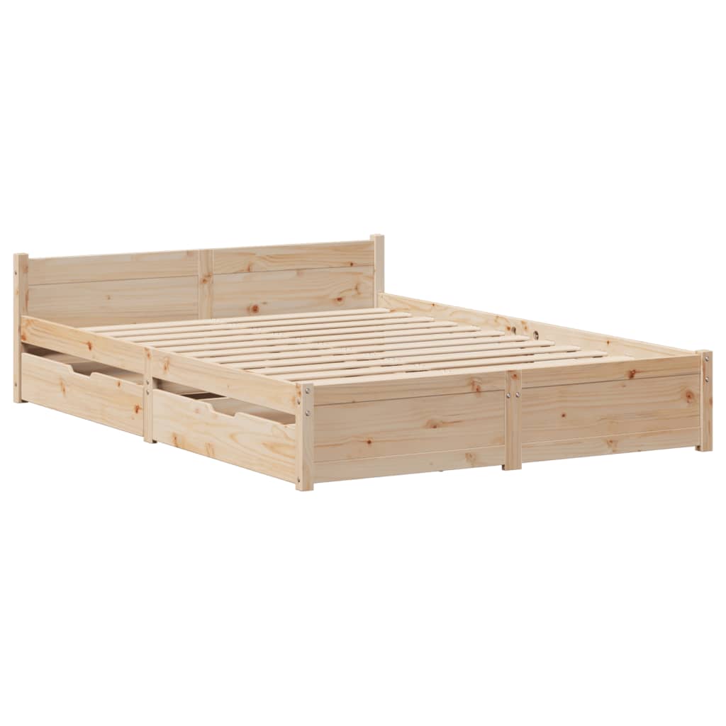 Bed Frame without Mattress 135x190 cm Double Solid Wood Pine