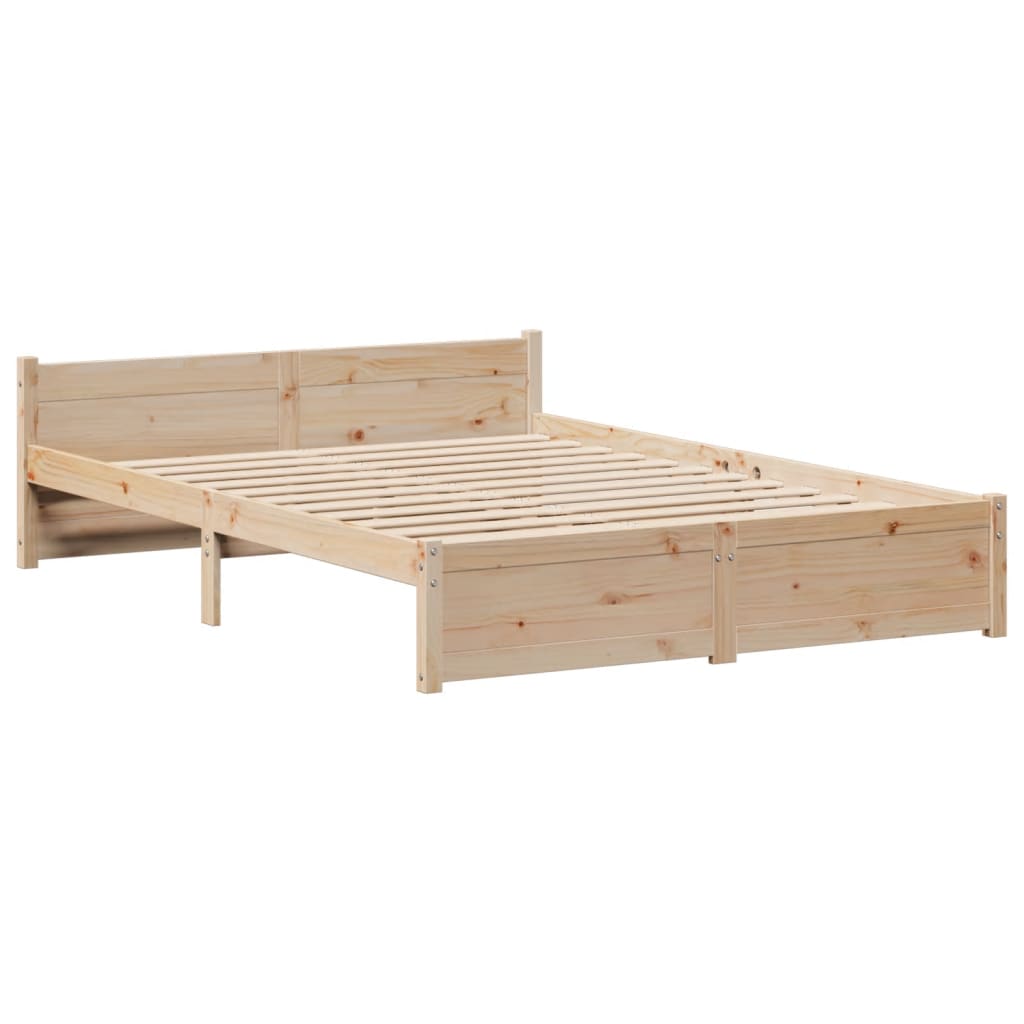 Bed Frame without Mattress 135x190 cm Double Solid Wood Pine