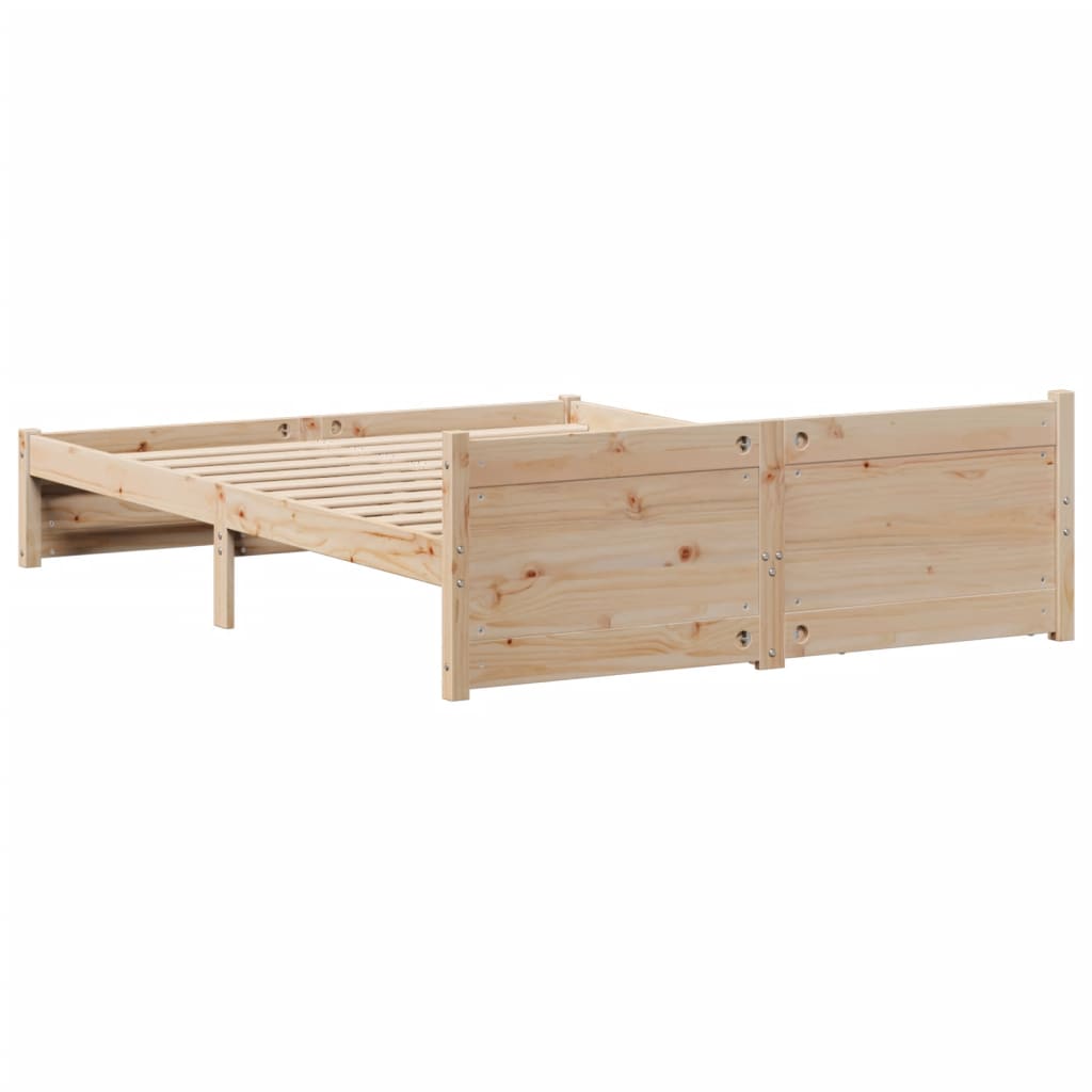 Bed Frame without Mattress 135x190 cm Double Solid Wood Pine