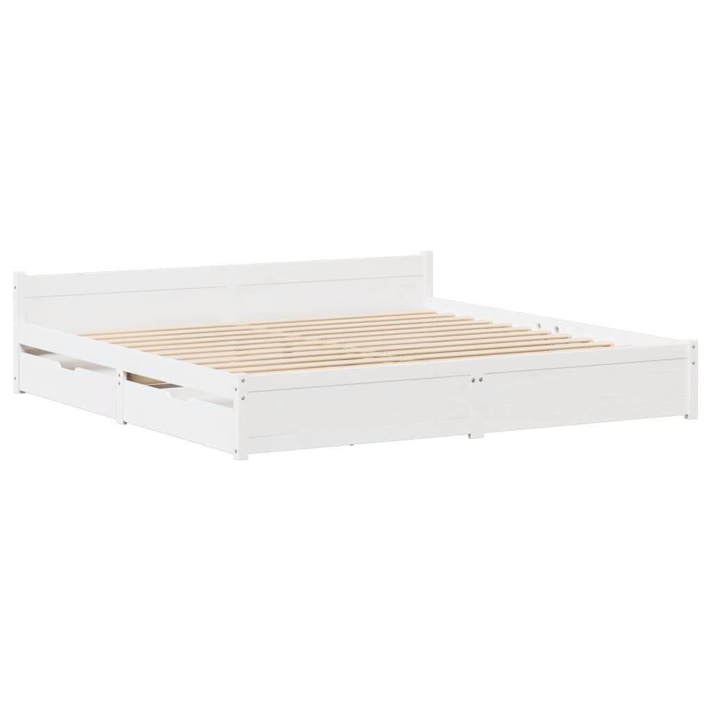 Bed Frame without Mattress White 135x190 cm Double Solid Wood Pine