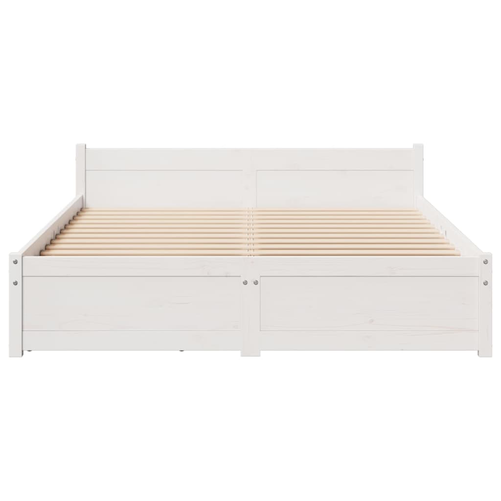 Bed Frame without Mattress White 135x190 cm Double Solid Wood Pine