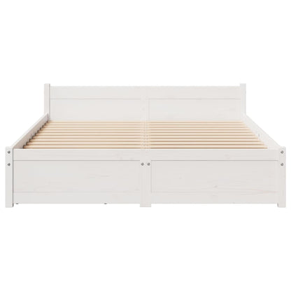 Bed Frame without Mattress White 135x190 cm Double Solid Wood Pine