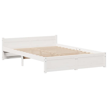 Bed Frame without Mattress White 135x190 cm Double Solid Wood Pine