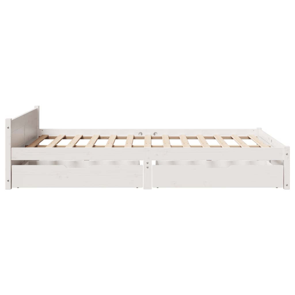 Bed Frame without Mattress White 135x190 cm Double Solid Wood Pine