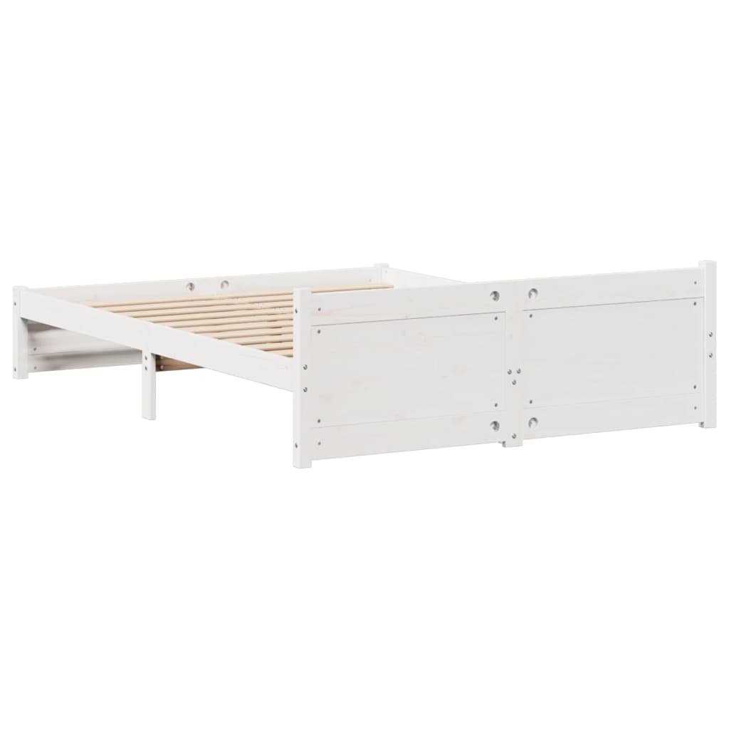 Bed Frame without Mattress White 135x190 cm Double Solid Wood Pine