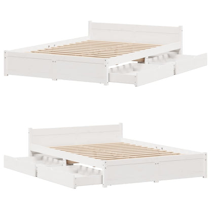 Bed Frame without Mattress White 135x190 cm Double Solid Wood Pine