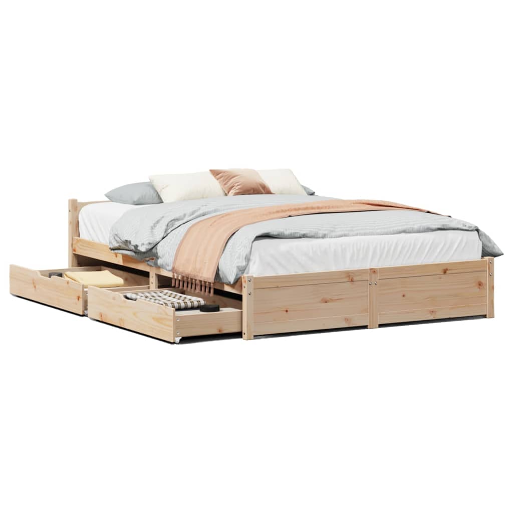 Bed Frame without Mattress 140x190 cm Solid Wood Pine