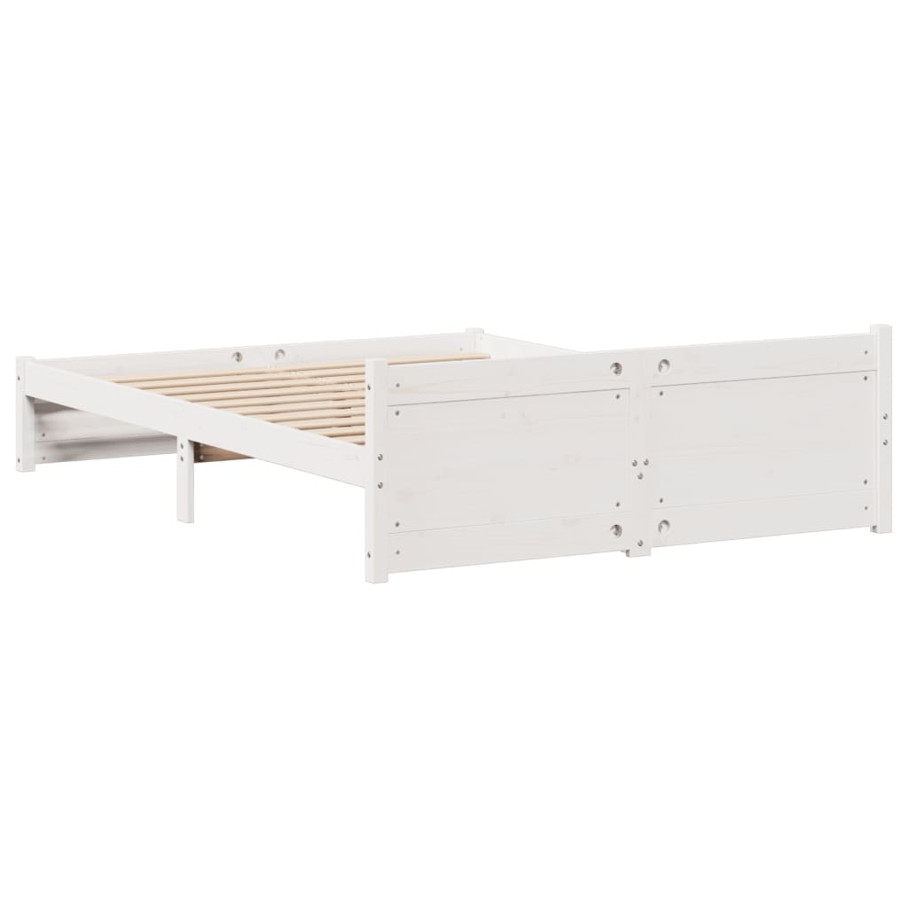 Bed Frame without Mattress White 140x190 cm Solid Wood Pine