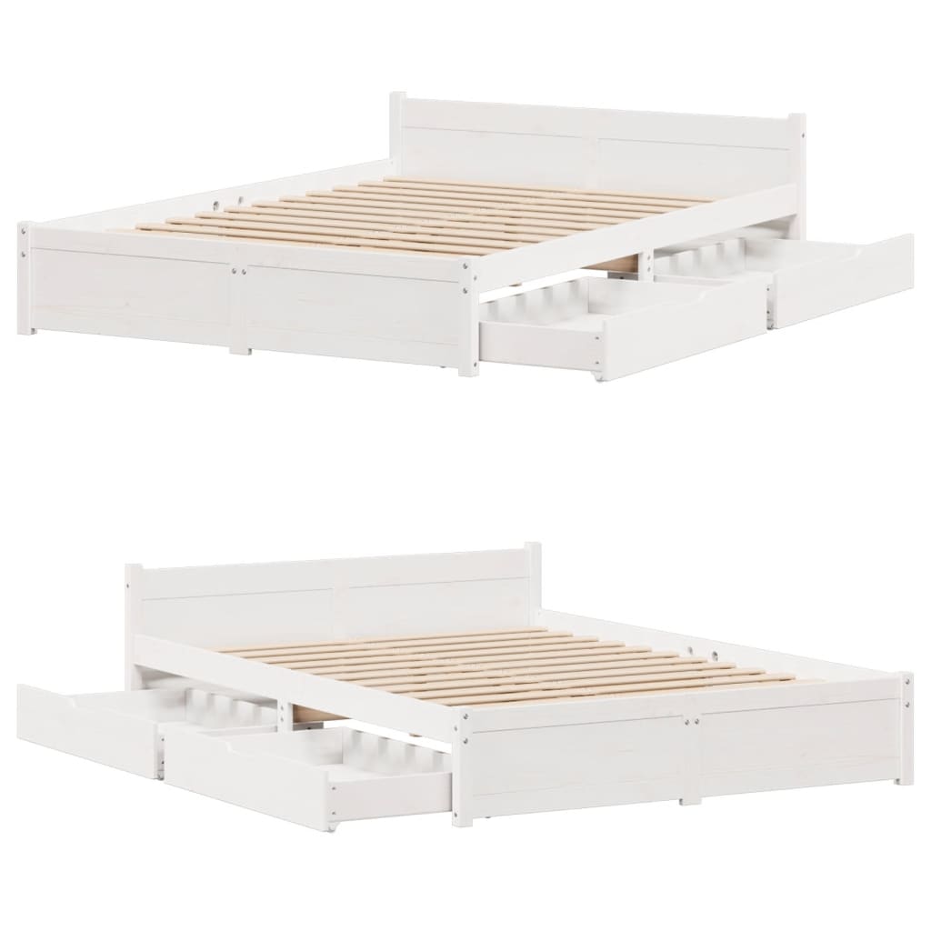 Bed Frame without Mattress White 140x190 cm Solid Wood Pine